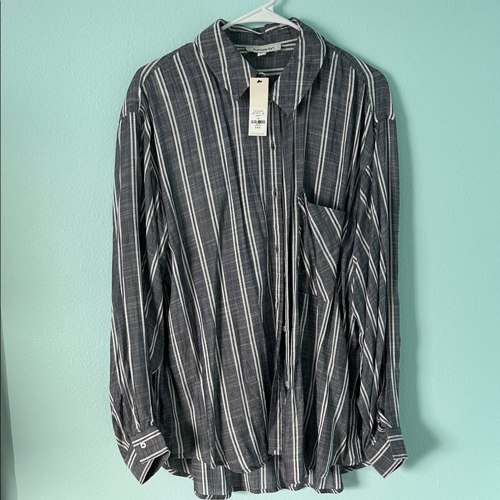 Striped Navy Blue and White Women’s Blouse